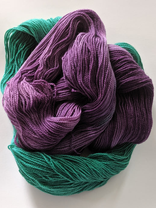 Hand Dyed SW Merino/Nylon Fingering Wt - ' Emerald Isle Jewels'