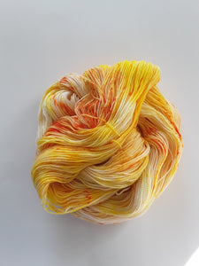 Hand Dyed SW Merino/Nylon Fingering Weight  - "Yellow Speckle"