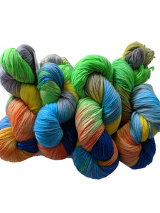 Hand Dyed SW Merino/Nylon Fingering Weight - "Parokeet CA"