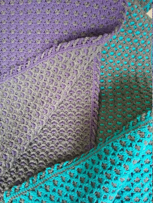 Double-Thick Two-Sided, Two-Color Crochet Afghan