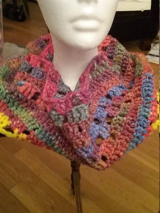 Crocheted Cowl in Hand Dyed Yarn