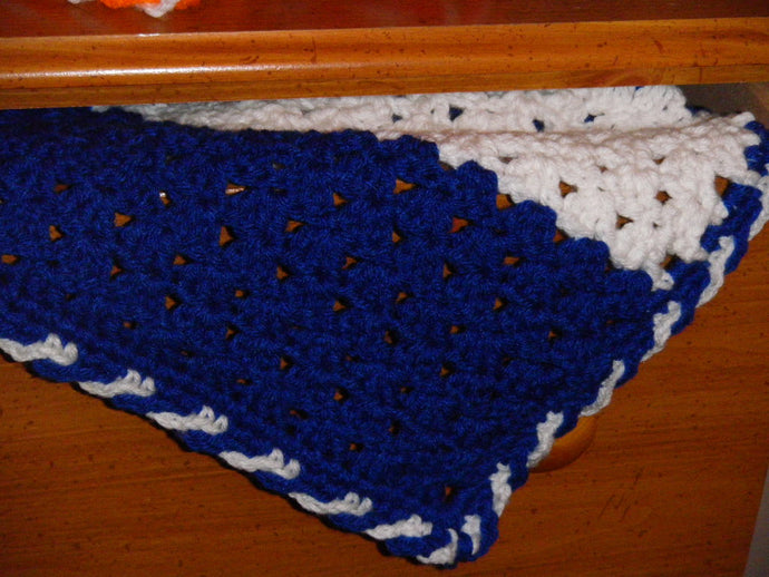 UK Blue and White Baby Blanket