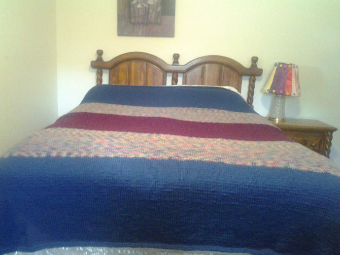 Knitted King Size Bed Afghan / Extra Large Blanket